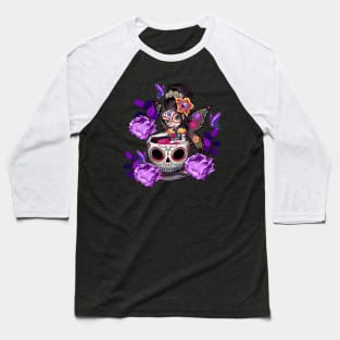 Sugar Skull Angel Fairy Purple Rose Coffee Halloween Costume Baseball T-Shirt